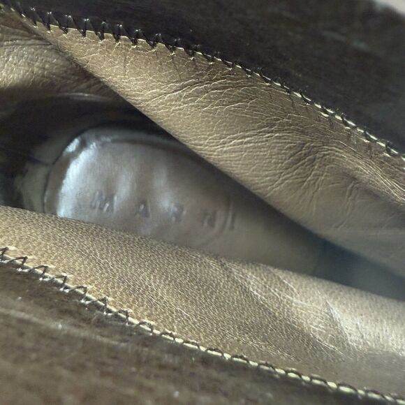 Marni Size 7 38 Brown Platform Square Toe Booties Stiletto Heels - Picture 8 of 9